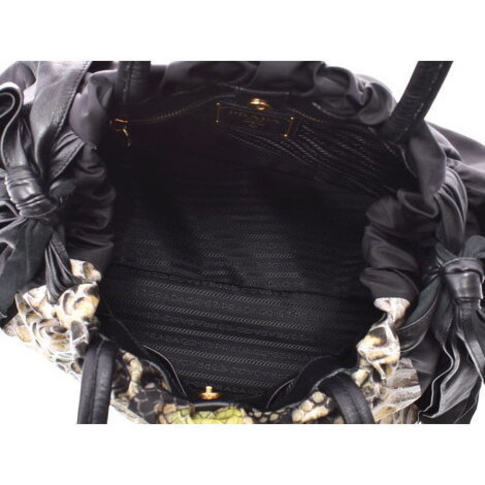 Prada Tote Bag Black Python Pattern Nylon Nappa - image 8